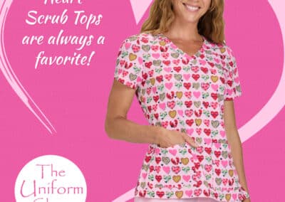 Heart Print Scrub Tops