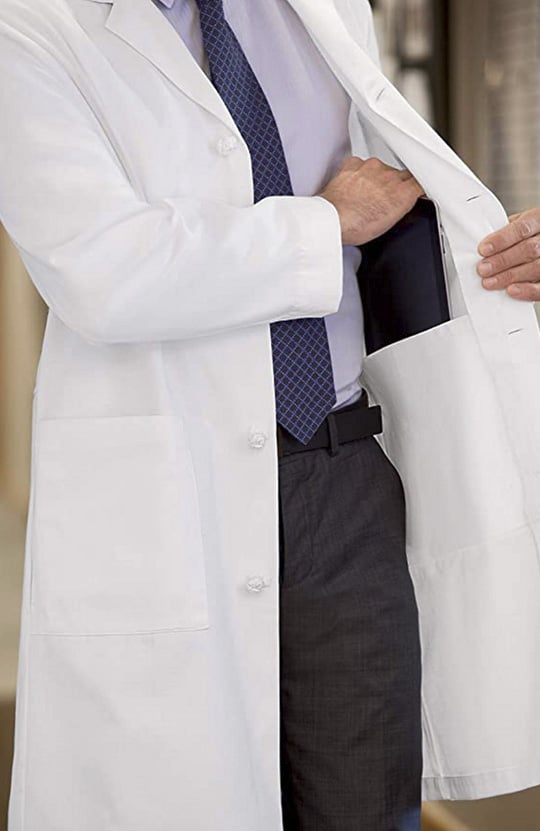 762 Meta 40″ Cotton Knot-Button Lab Coat